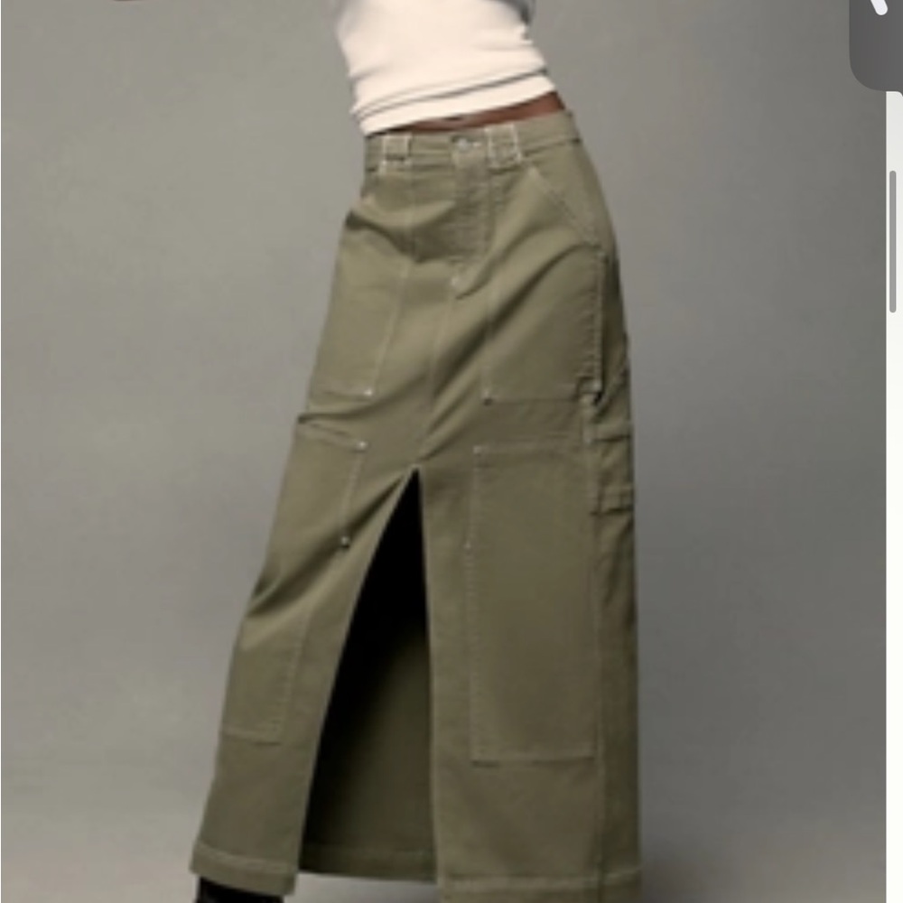 Anthropologie Olive Green Maxi Skirt
